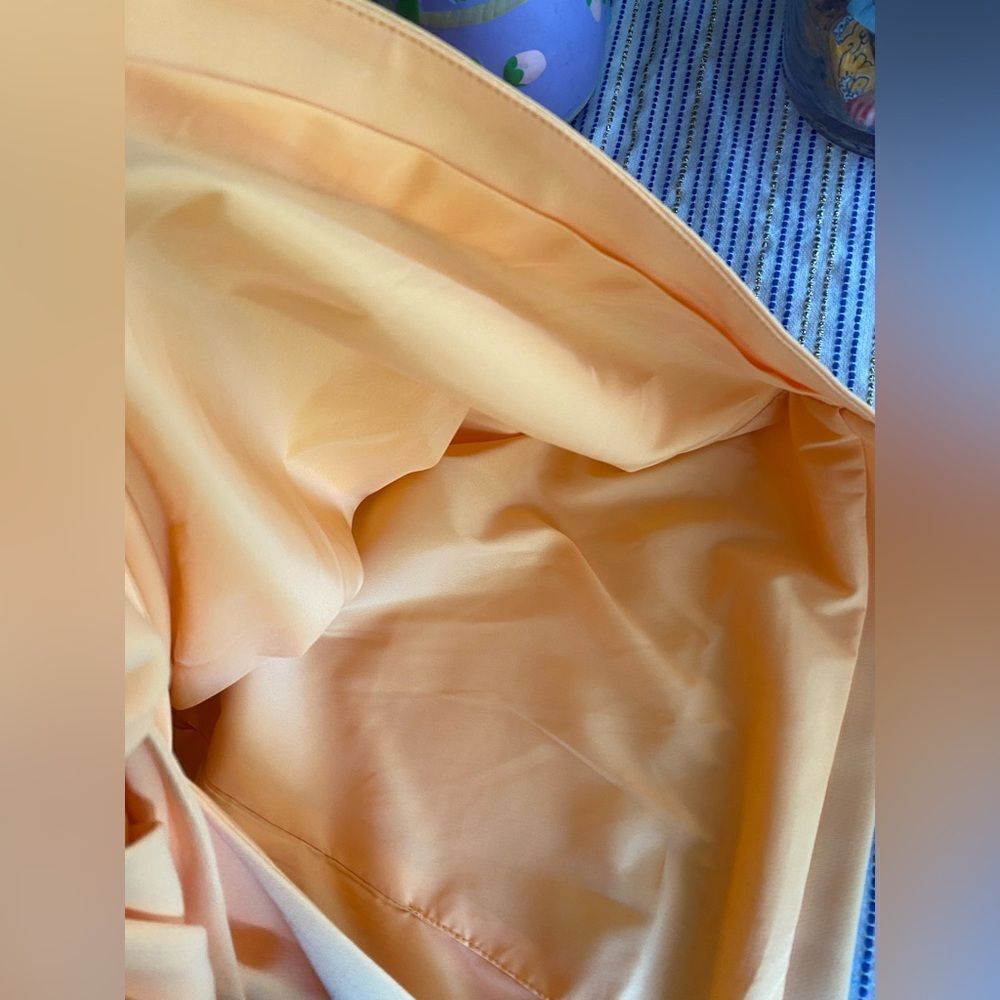 CINQ a SEPT Yellow Orange Sierra Wrap Front Crepe Long Sleeve Mini Dress Sz 2 - Picture 12 of 14